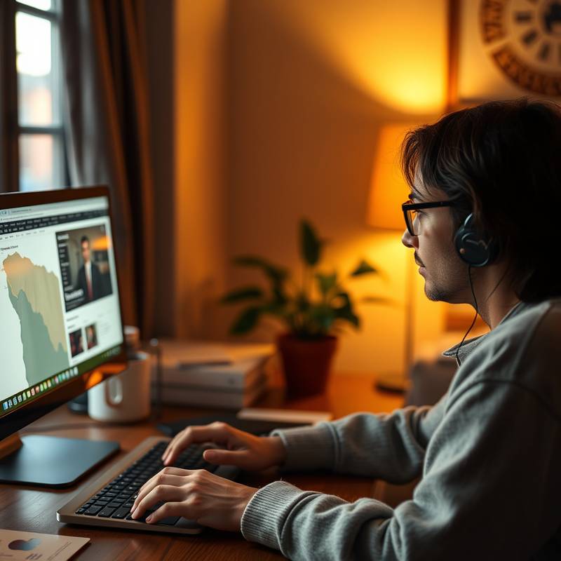 En person blogger ved en computer